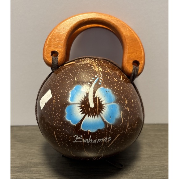 Handmade Handbags - Coconut Bag Purse Bahamas With Handle‎ & Zipper Hawaiian Tropical